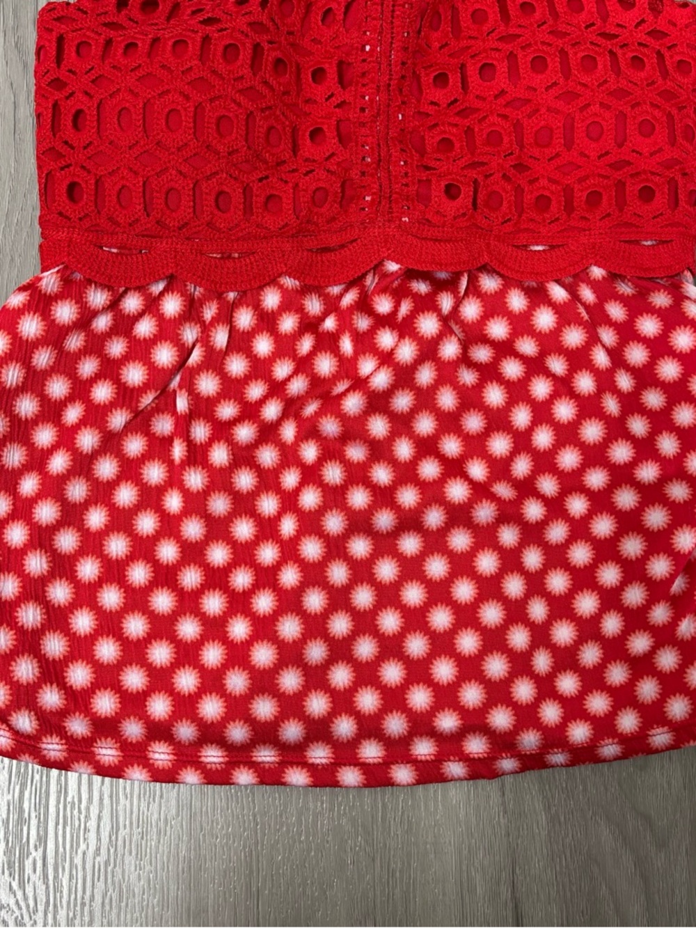 Festival Halter Top Boho Lace Crop Tank Beachy Flowy Blouse Red Women’s Size M - Picture 4 of 8